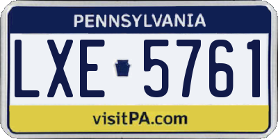 PA license plate LXE5761