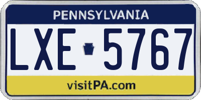 PA license plate LXE5767