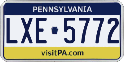 PA license plate LXE5772