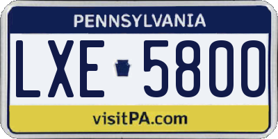 PA license plate LXE5800