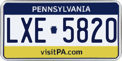 PA license plate LXE5820