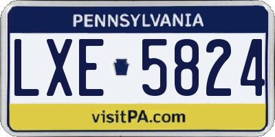PA license plate LXE5824