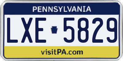 PA license plate LXE5829