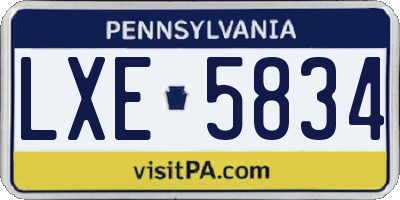PA license plate LXE5834