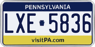 PA license plate LXE5836