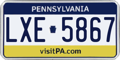 PA license plate LXE5867