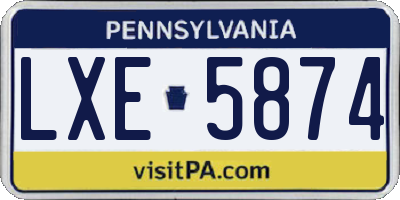 PA license plate LXE5874