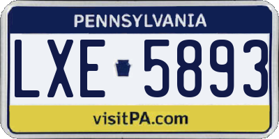 PA license plate LXE5893