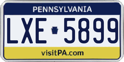 PA license plate LXE5899