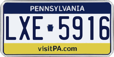 PA license plate LXE5916
