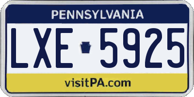 PA license plate LXE5925