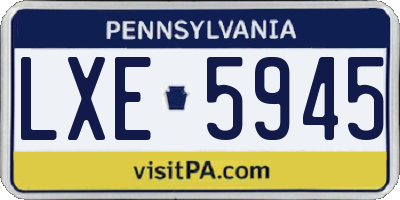 PA license plate LXE5945