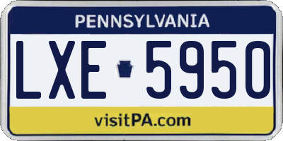 PA license plate LXE5950