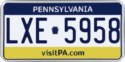 PA license plate LXE5958