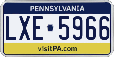 PA license plate LXE5966