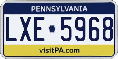 PA license plate LXE5968