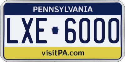 PA license plate LXE6000