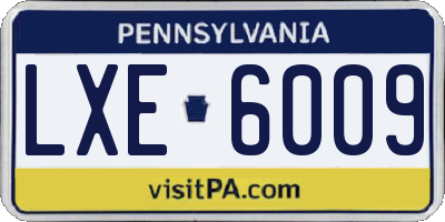 PA license plate LXE6009