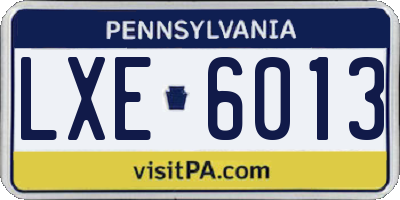 PA license plate LXE6013