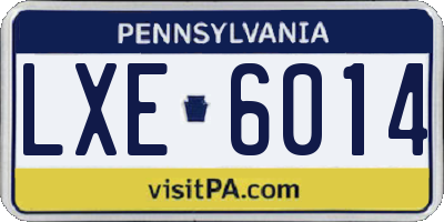 PA license plate LXE6014