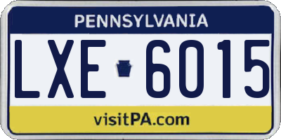 PA license plate LXE6015