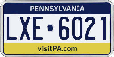 PA license plate LXE6021