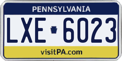 PA license plate LXE6023