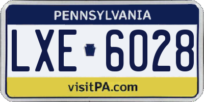 PA license plate LXE6028