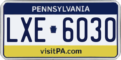PA license plate LXE6030