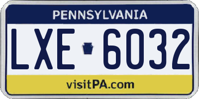 PA license plate LXE6032