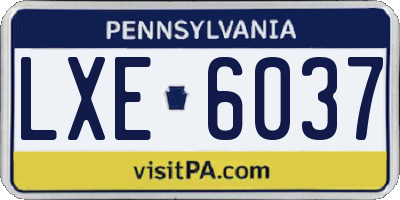 PA license plate LXE6037