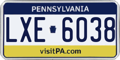 PA license plate LXE6038