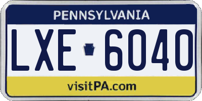 PA license plate LXE6040
