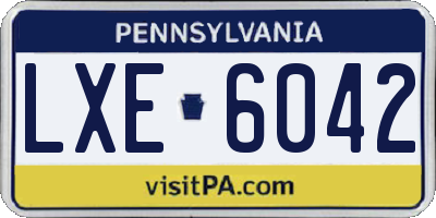 PA license plate LXE6042