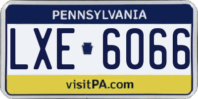 PA license plate LXE6066