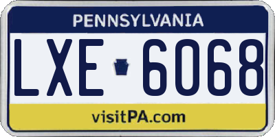 PA license plate LXE6068
