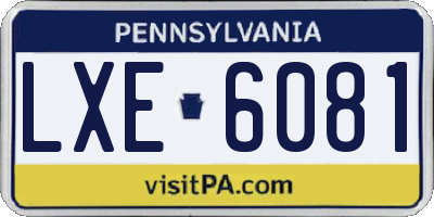 PA license plate LXE6081
