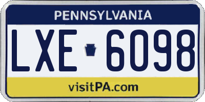 PA license plate LXE6098