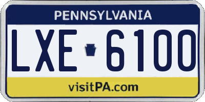 PA license plate LXE6100