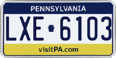 PA license plate LXE6103