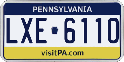 PA license plate LXE6110