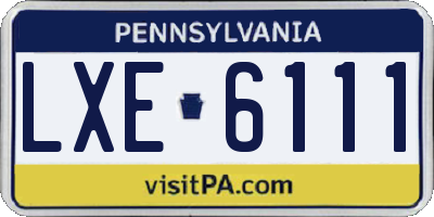 PA license plate LXE6111