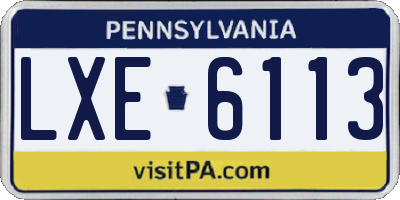 PA license plate LXE6113