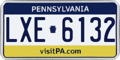 PA license plate LXE6132