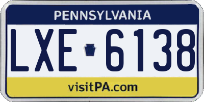 PA license plate LXE6138