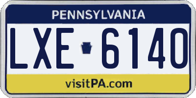 PA license plate LXE6140