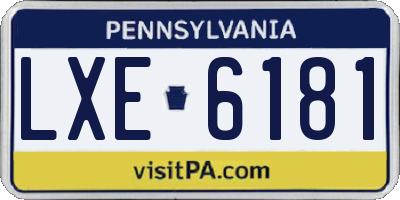 PA license plate LXE6181