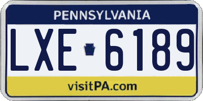 PA license plate LXE6189