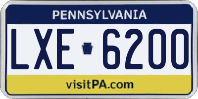 PA license plate LXE6200