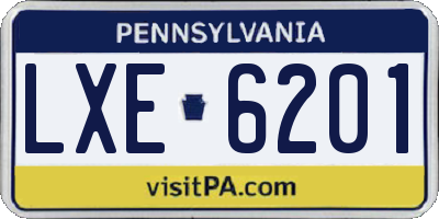 PA license plate LXE6201